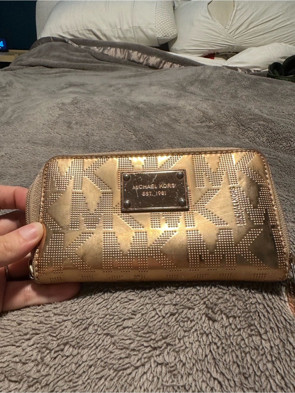 Michael Kors Metallic Gold Signature Zip Wallet